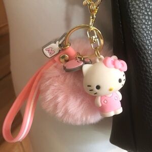 Hello Kitty Pink Pom-Pom Purse Charm with Gold Hardware